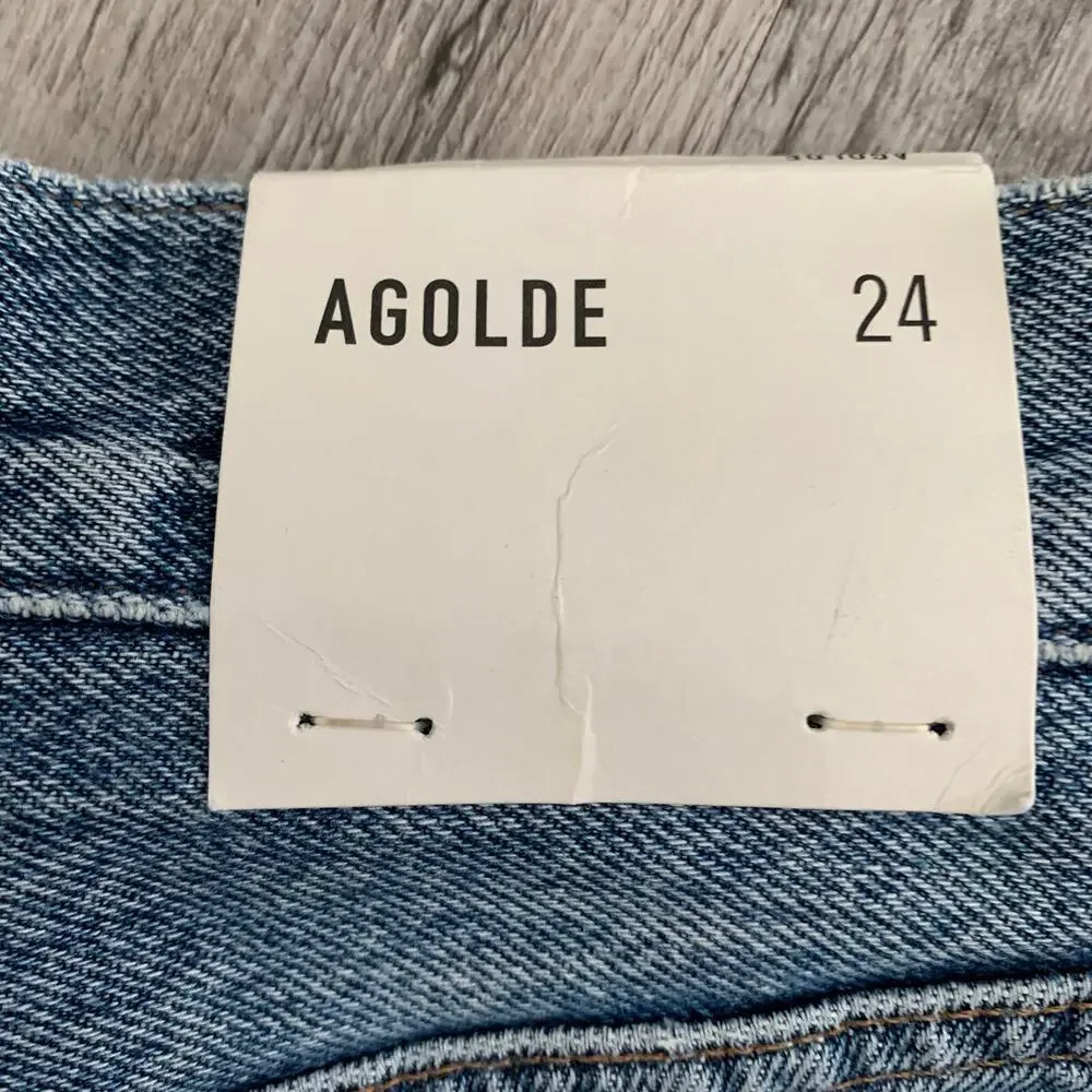 AGOLDE Denim Shorts Sz 24 CARRIE Long Length Slim Forefit Wash Button-Fly NEW